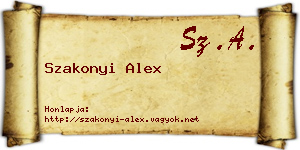 Szakonyi Alex névjegykártya